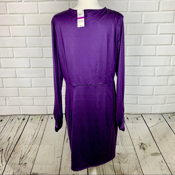 🔥BAR III🔥LIQUID SHINE WRAP DRESS PURPLE DYNASTY SIZE XXL NWT - Picture 5 of 6